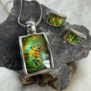 KC Designs Lenny Krol Silver-Tone Yellow MOP Necklace & Earring Set